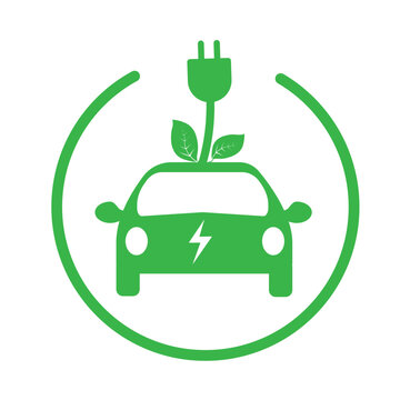 electric charging station sign electric car refueling icon symbol green hybrid car charging point Stock Illustration