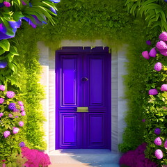 door with flowers 