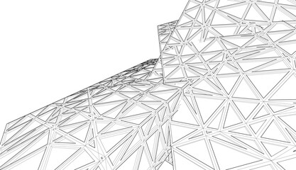 View of modern architecture 3d illustration