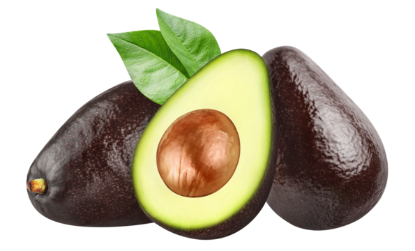 Ripe avocado with leaves cut out