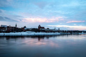 Fototapeta premium woda, noc, morski, niebo, gród, rzeka, krajobraz, 