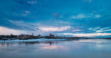 woda, noc, morski, niebo, gr&oacute;d, rzeka, krajobraz, 