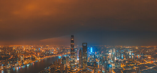 Fototapeta na wymiar Aerial view of modern city in Shanghai, China
