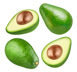 Collection of delicious avocados cut out