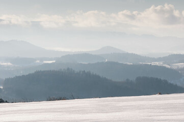Snow in the mountains, 
Mountains in Poland, 
Mountain in the clouds, Polish landscape
