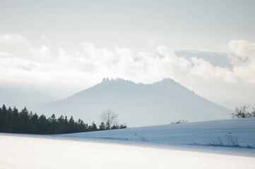 Snow in the mountains, Mountains in Poland, Mountain in the clouds, Polish landscape