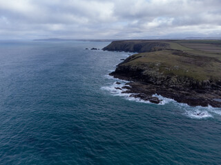 Fototapeta na wymiar Gwithian beach Cornwall england uk from the air drone aerial 