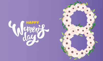 International Happy Women's Day of 8th March for Girl power and feminism vector background for social media.