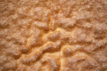 Texture of baked biscuit close-up. The surface of the baked dough.