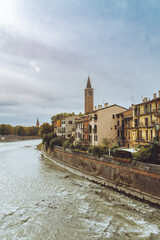 Fototapeta premium Verona Italy City Street River Landscape