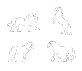 Set of gypsy horses for coloring book