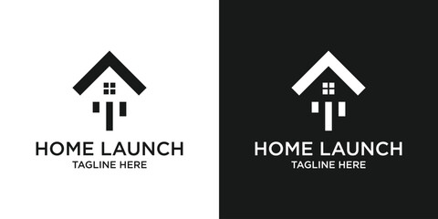 logo design arrow,launch with home simple icon illustration