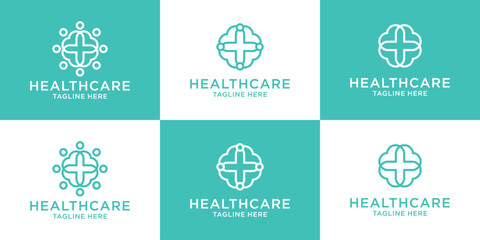 logo design line health care inspiration people icon illustration