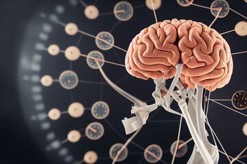 The circadian rhythms are controlled by circadian clocks or biological clock. Brain illustration. Generative AI - obrazy, fototapety, plakaty