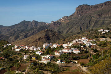 Fototapeta na wymiar Tejeda is one of the most touristic and beautiful towns in the island of Grand Canary, Roque Nublo Rural Park, Canary Islands, Spain