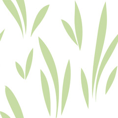 Floral leaf seamless pattern. Spring grass leaves vector background, flower herb textile print, bamboo grass brunches