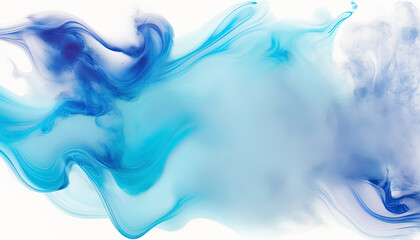 Fototapeta na wymiar Blue fluid, smoke-like, cloud on white background. Beautiful blue wave element. Generative AI.