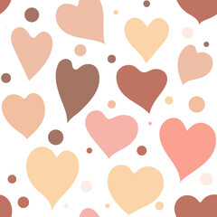 Heart pattern, cute doodle hearts seamless vector background, love spring ornament
