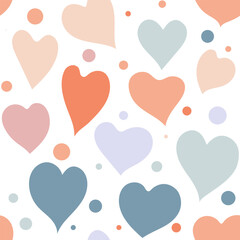 Heart pattern, cute doodle hearts seamless vector background, love spring ornament