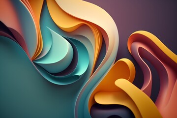 Colorful abstract background, 3D smooth shapes, generative ai
