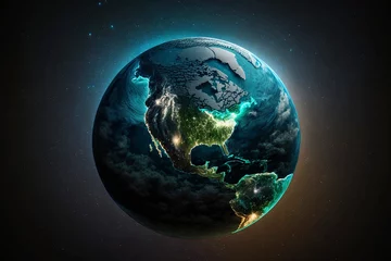 Crédence de cuisine en verre imprimé Pleine Lune arbre illustration of planet earth from space in night