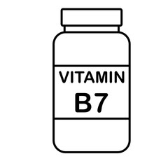 simple flat black line vitamin B7 drug bottle