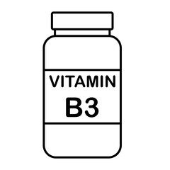 simple flat black line vitamin B3 drug bottle