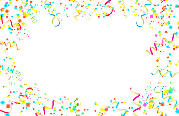 Festive overlay, Party streamers, serpentine, curly paper ribbons. Colorful explosion confetti. Multicolored party decorations. Concept for party.