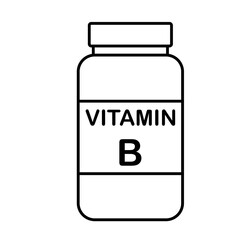 simple flat black line vitamin B drug bottle