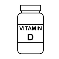 simple flat black line vitamin D drug bottle