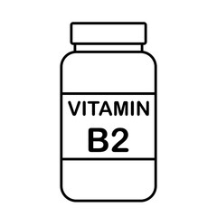 simple flat black line vitamin B2 drug bottle