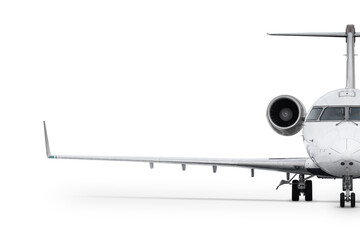 Front view of the private jet isolated on transparent background - Powered by Adobe