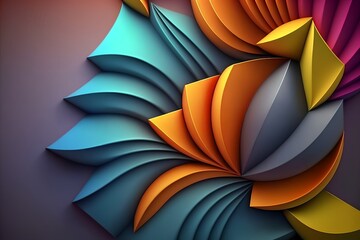Colorful abstract background, 3D geometric fractal shapes, generative ai