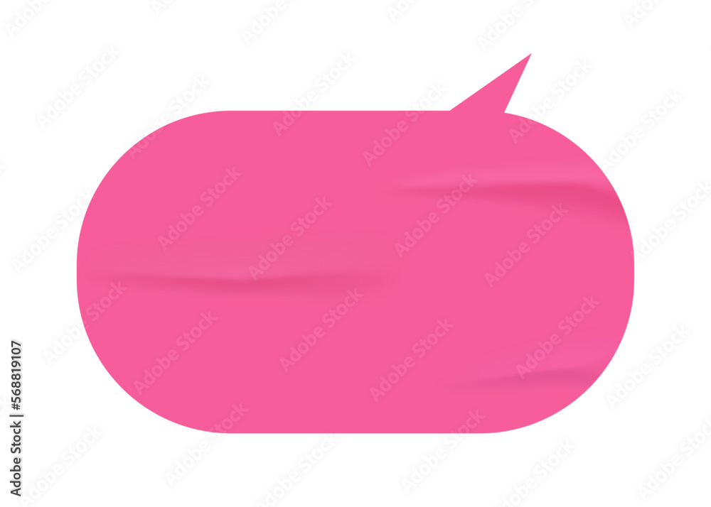 Poster Wrinkled dialogue balloon or speech bubble with empty space for text or phrase. Isolated icon of sticker for talking and messaging. Vector in realistic style