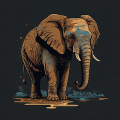 Elephant cartoon style illustration. Generative AI