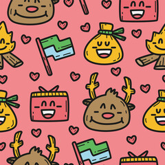 Deer doodle cartoon pattern illustration design