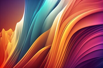 Colorful abstract background, smooth flow lines, generative ai