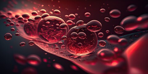 red blood cells flowing through vein - Illustration created with generative Ai 