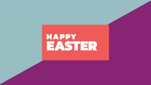 Happy Easter text on blue and purple gradient, motion abstract holidays, spring and promo style background