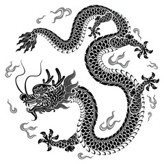 Happy chinese new year 2024 the dragon zodiac sign with flower,lantern,asian elements gold paper cut style on color background. ( Translation : happy new year 2024 year of the dragon )