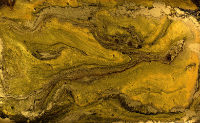 Marble Gold Mixed Ink Pattern.
