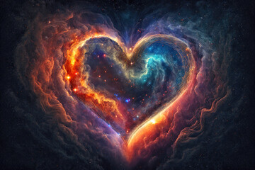 Colorful Heart Nebula in Space - Ai Generative
