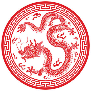 Happy chinese new year 2024 the dragon zodiac sign with flower,lantern,asian elements gold paper cut style on color background. ( Translation : happy new year 2024 year of the dragon )