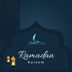 Ramadan kareem background design concept with illustration