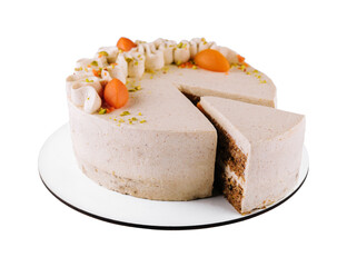 A delicious Pistachio cheese cake on plate