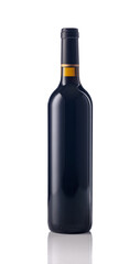Bottle of red wine isolated on white.