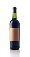 Bottle of red wine isolated on a white background.