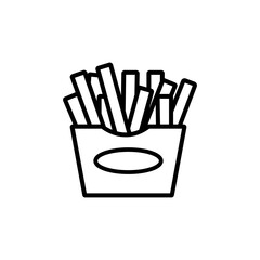 Fast Food French Fries Line Icon On White Background