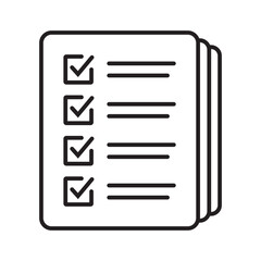 Checklist vector icon in line art style. Document icon, illustration isolated on white background for graphic and web design.