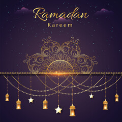 Ramadan kareem background design concept with illustration